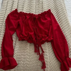 Red off the shoulder top